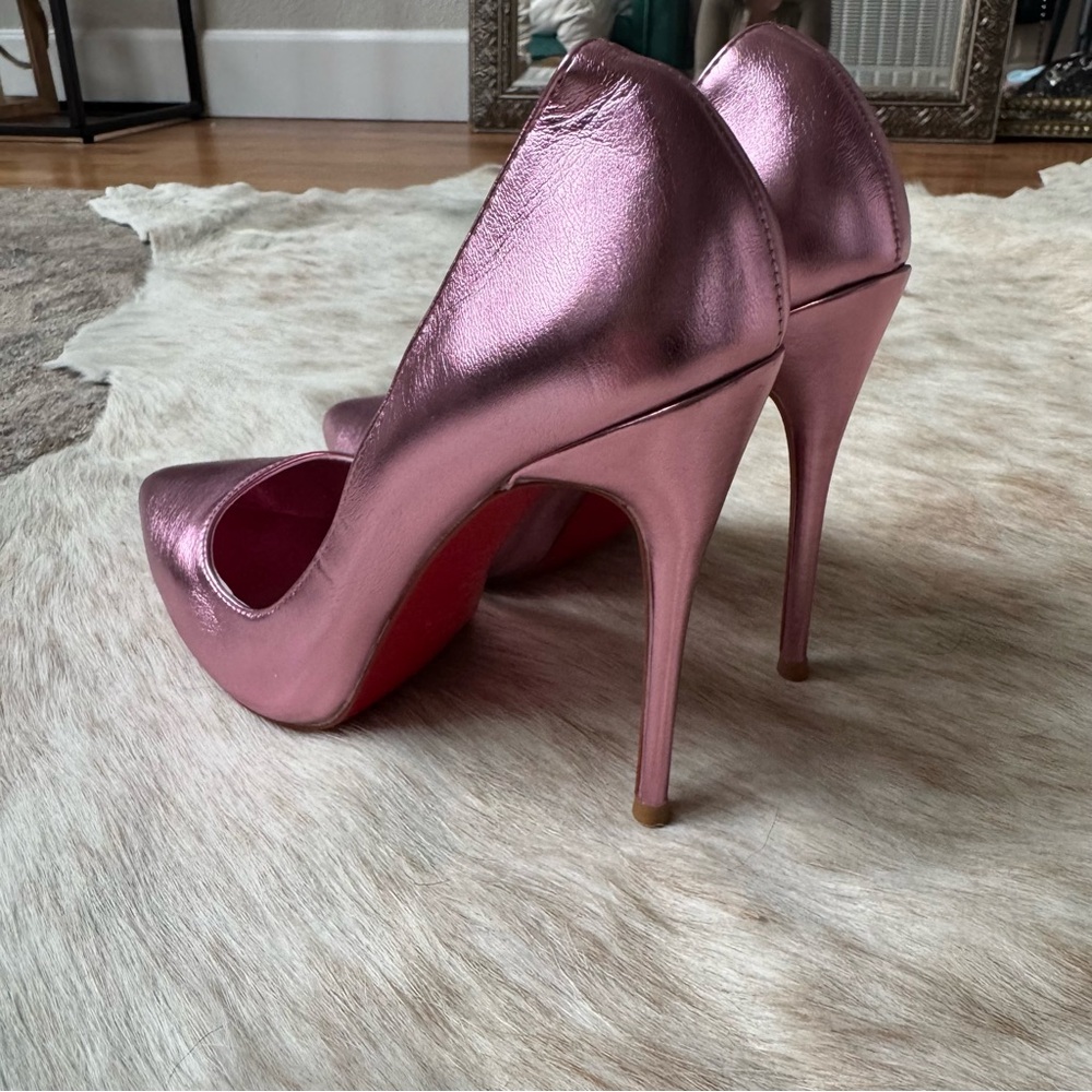 Louboutin Metallic Pink Stiletto Heels - Picture 5 of 5